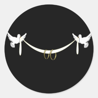 White Doves Wedding Stickers Runt Klistermärke