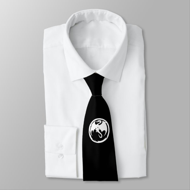 White Dragon Black necktie Slips (Bunden)