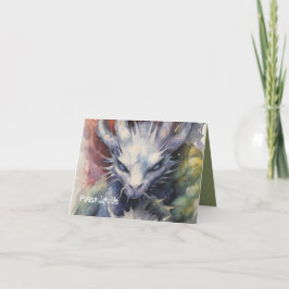 White Dragon Head Blue Ögon Party Inbjudan