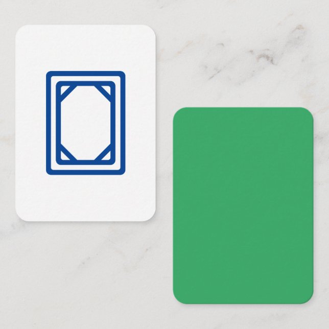 White Dragon Mahjong Tile w/ Jade Grönt Back Anteckningskort (Fram/baksida)