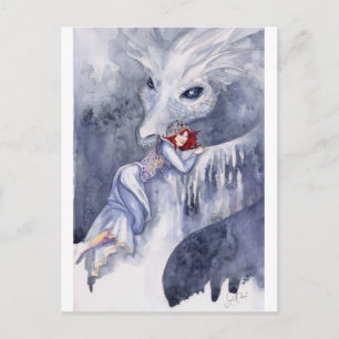 White Dragon Rider Vykort