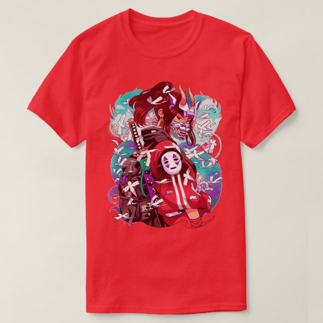 White Dragon Samurai T Shirt (Design framsida)