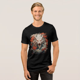 White Dragon Spirit with Crimson Peonies T Shirt