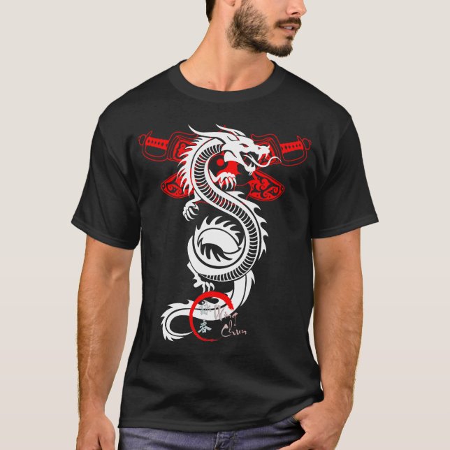 White Dragon Vinge Chun Kung fu T-Shirt (Framsida)