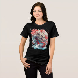 White Dragon with Waves and Sakura T Shirt