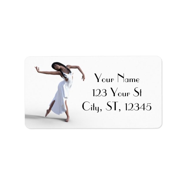 White Dress Dancer Thunder_Cove Adressetikett (Framsidan)
