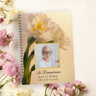 White Dubbla Daffodils Funeral Memorial Guest Bok Anteckningsbok