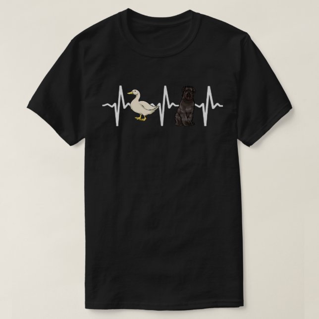 White Duck Bouvier des Flandres Heartbeat Dog Love T Shirt (Design framsida)