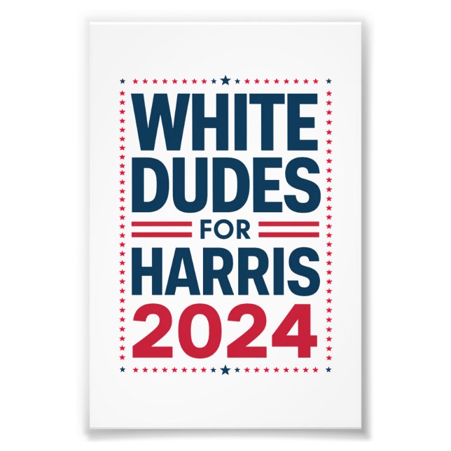 White Dudes For Harris-2024 Fototryck (Framsidan)