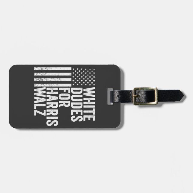 White Dudes for Harris Walz American Flagga Val Bagagebricka (Horisontell Framsida)