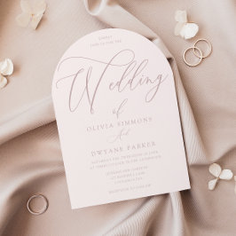 White & Dusty Pink Modern Arch Wedding Inbjudningar