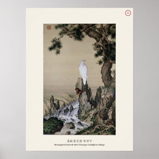 White Eagle & Pine - Lang Shining, Qingdynastin Poster (Framsidan)