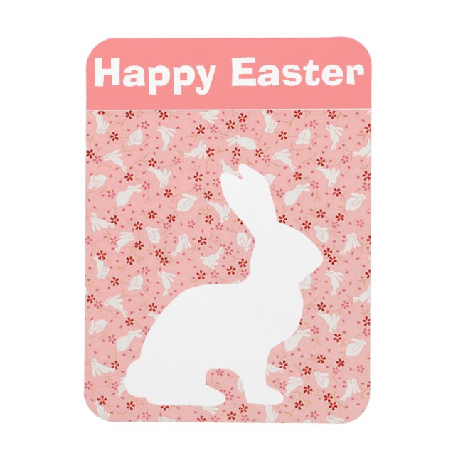 White Easter Bunny Magnet (Vertikal)