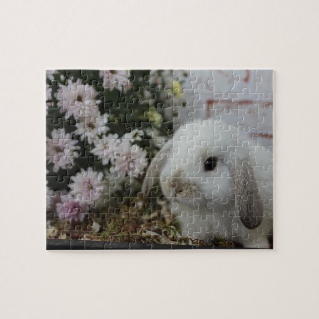 white easter bunny puzzle pussel (Horisontell)