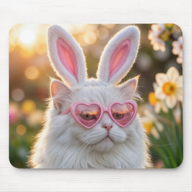 White Easter Cat with Bunny ears Musmatta (Framsidan)