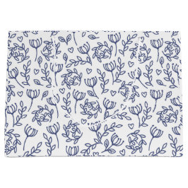 White Easter Gift Bag with Blue Floral Pattern