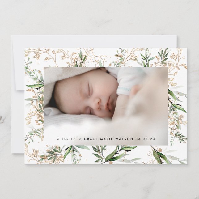 White Elegant Boho Golden Sage Eucalyptus Photo (Framsida)