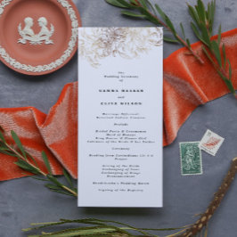 White Elegant Drawn Botanical Bröllop Ceremony Program