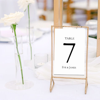 White Elegant Font Modern Formal Wedding Bordsnummer