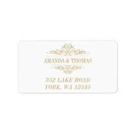 White Elegant Golden Ram Adressetiketters Adressetikett