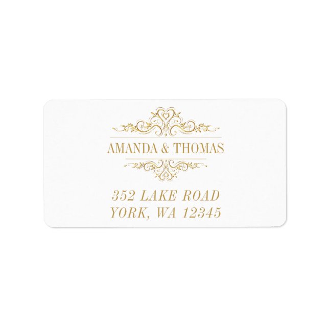 White Elegant Golden Ram Adressetiketters Adressetikett (Framsidan)