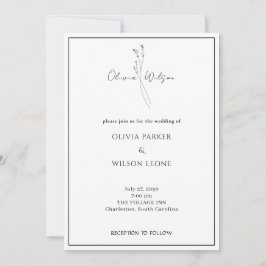 White Elegant Minimalist Botanical Wedding Inbjudningar