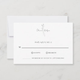 White Elegant Minimalist Botanical Wedding OSA Kort