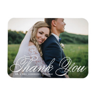 White Elegant Photo Bröllop Tack Magnet