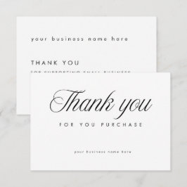 White Elegant Thank You Card Small Business  Tack Kort