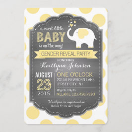 White Elephant Dots Gender Reveal Baby Shower Inbjudningar