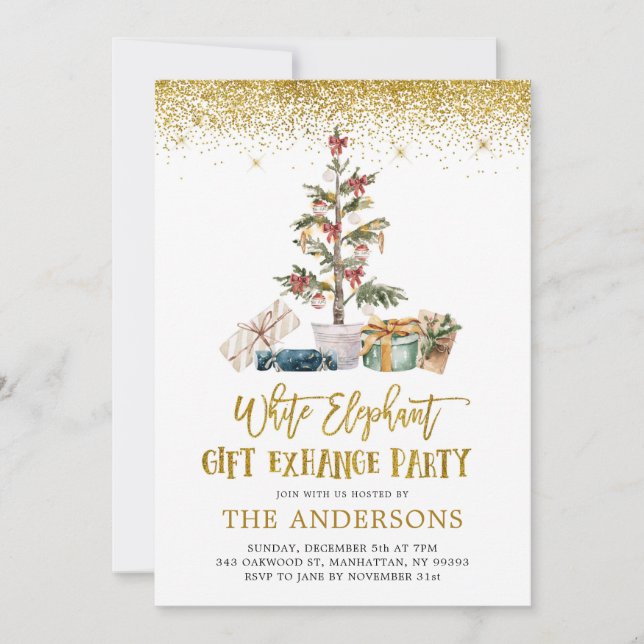 White Elephant Gift Exchange Party-inbjudan Inbjudningar (Framsida)