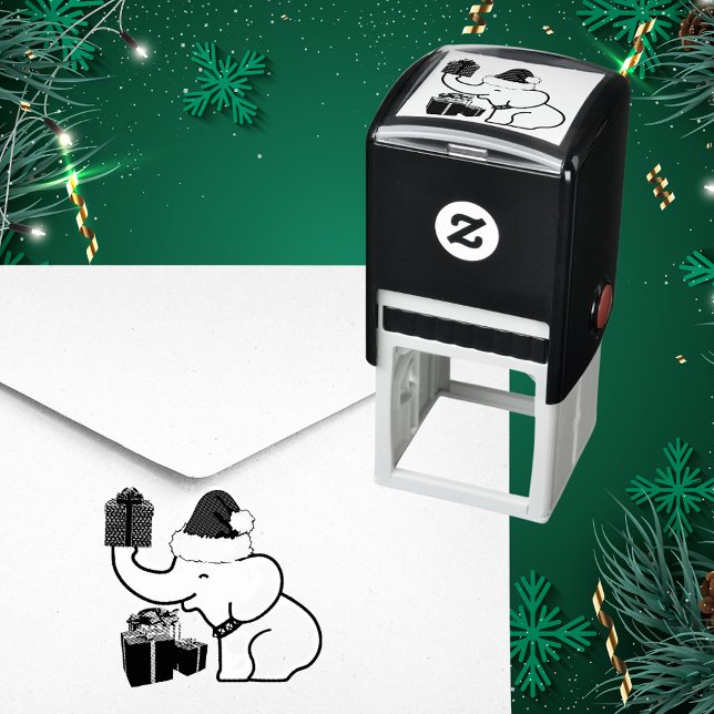 White Elephant-julfamiljen Självfärgande Stämpel (White Elephant Christmas Family Self-inking Stamp)