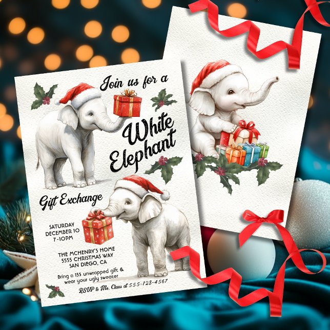 White Elephant-julklapp Exchange Inbjudningar (Skapare uppladdad)