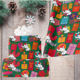 White Elephant Julklapp Grönt Background Presentpapper