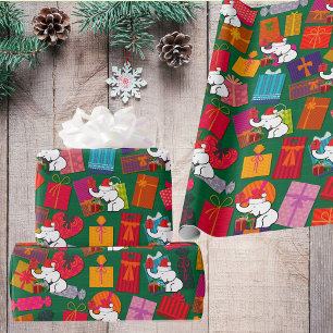 White Elephant Julklapp Grönt Background Presentpapper