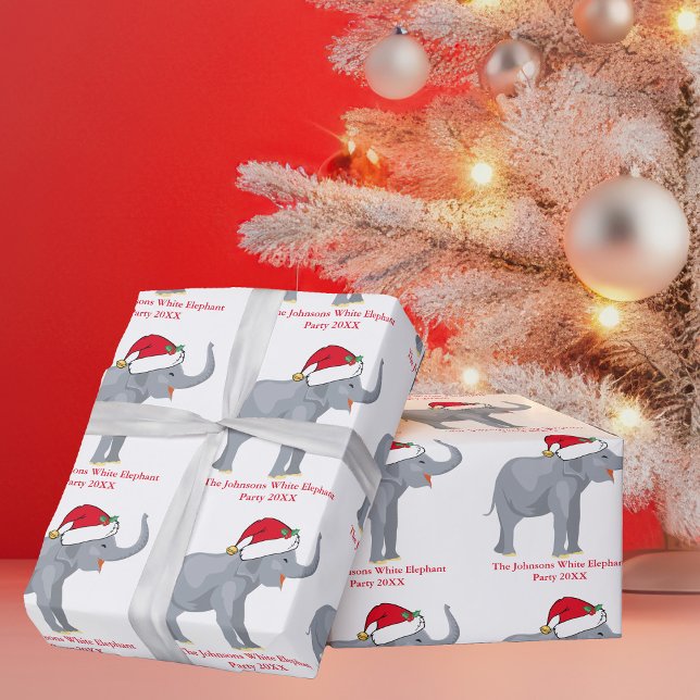 White Elephant Party Cute Personlig jul Presentpapper (Skapare uppladdad)