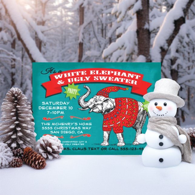 White Elephant Ugly Sweater Party-inbjudan Inbjudningar (Skapare uppladdad)