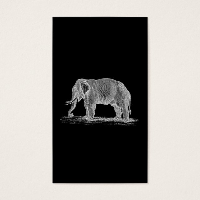 White Elephant Vintage 1800s Illustration Visitkort (Framsidan)