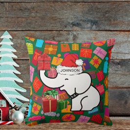 White Elephant Your Name Julklapp Grönt Kudde
