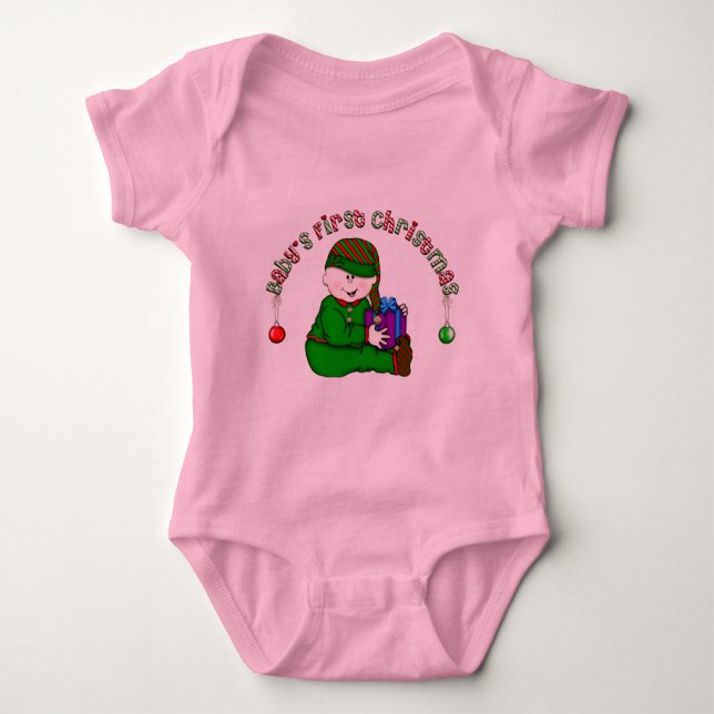 White Elf Baby 1:a jul Tee Shirt (Framsida)