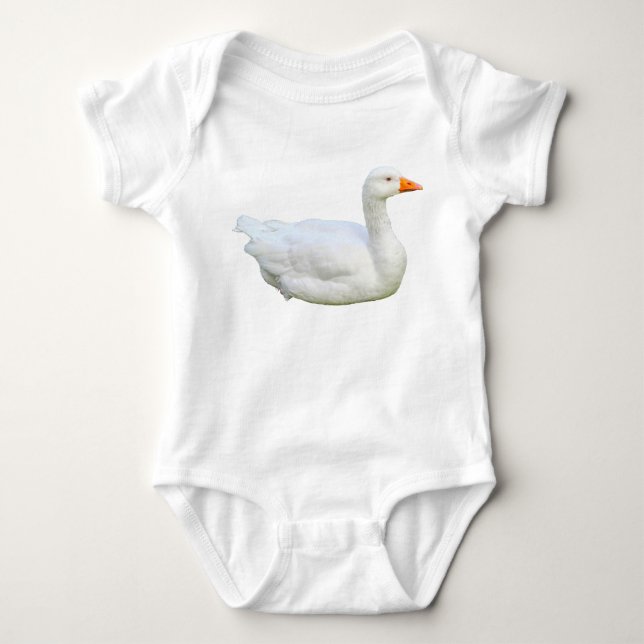 White Emden Goose Baby Bodykostin T Shirt (Framsida)