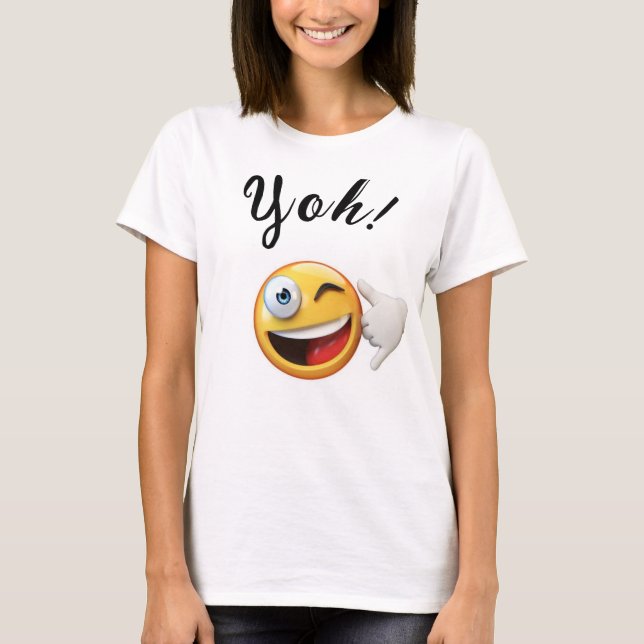 White Emoji T-Shirt, Yoh! T Shirt (Framsida)
