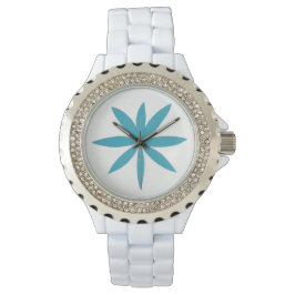 White Enamel Watch med Starburst Design Armbandsur