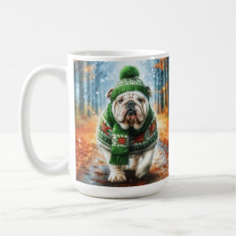 White English Bulldog Christmas Coffee Cup Kaffemugg