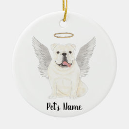 White English Bulldog Sympathy Memorial Julgransprydnad Keramik