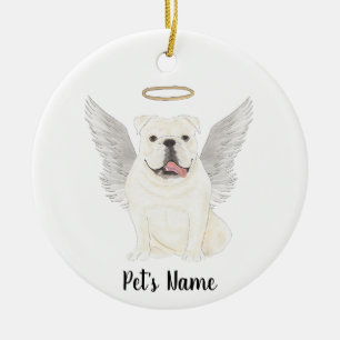White English Bulldog Sympathy Memorial Julgransprydnad Keramik