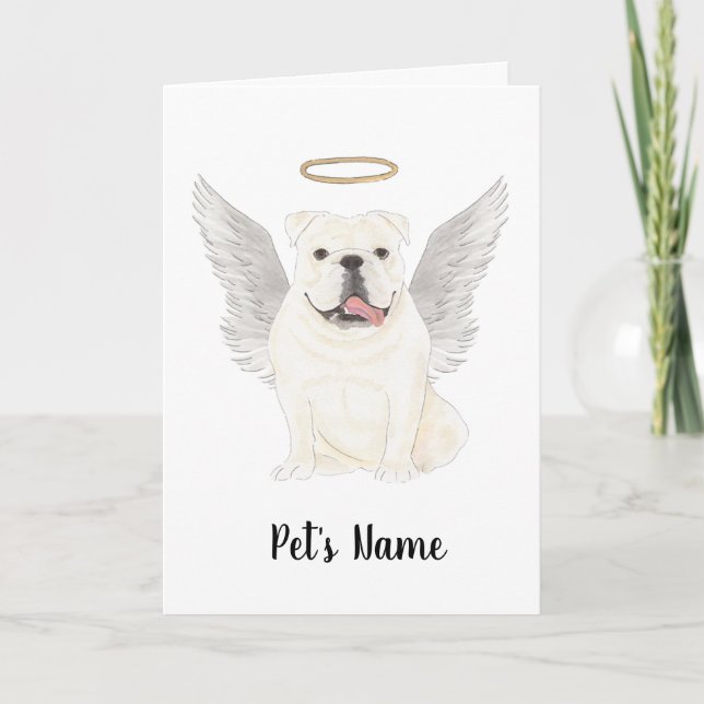 White English Bulldog Sympathy Memorial Kort (Framsida)