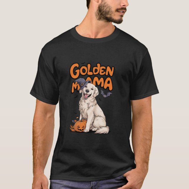 White English Cream Golden Retriever Golden Mamma  T Shirt (Framsida)