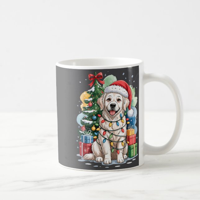 White English Golden Retriever Santa Hat Christmas Kaffemugg (Höger)