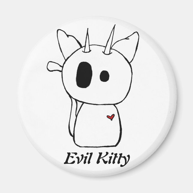 White Evil Kattunge Magnet (Framsidan)